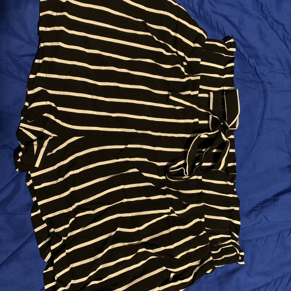 Black and White Striped Women's Shorts